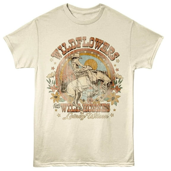 Lainey Wilson Wildflowers and Wild Horses Men's T Shirt (Ivory, AdultS)