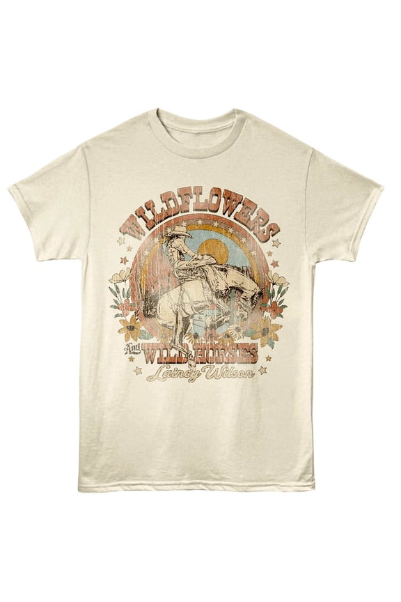 Lainey Wilson Wildflowers and Wild Horses Men's T Shirt (Ivory, AdultS)