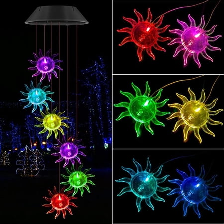 Lainin LED Solar Wind Spinner Color Changing Butterfly Mobile Wind Chime Lamp for Home Outdoor Garden Patio Decor