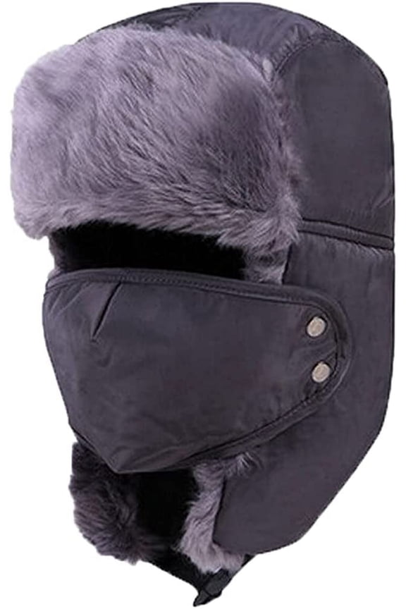 Winter Outdoor Trapper Hat, Russian Ushanka Trooper Aviator Ski Hat Earflap with Mask for Men & Women