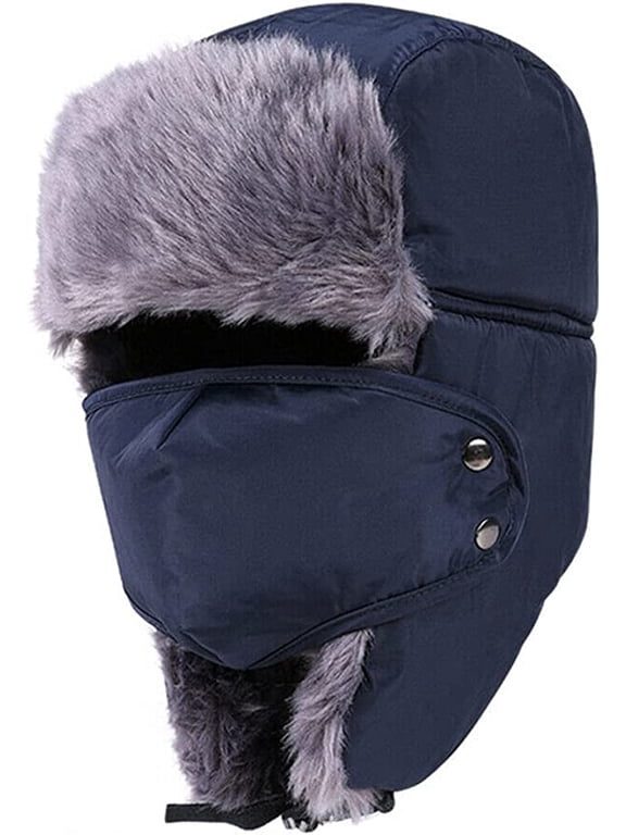 Winter Outdoor Trapper Hat, Russian Ushanka Trooper Aviator Ski Hat Earflap with Mask for Men & Women