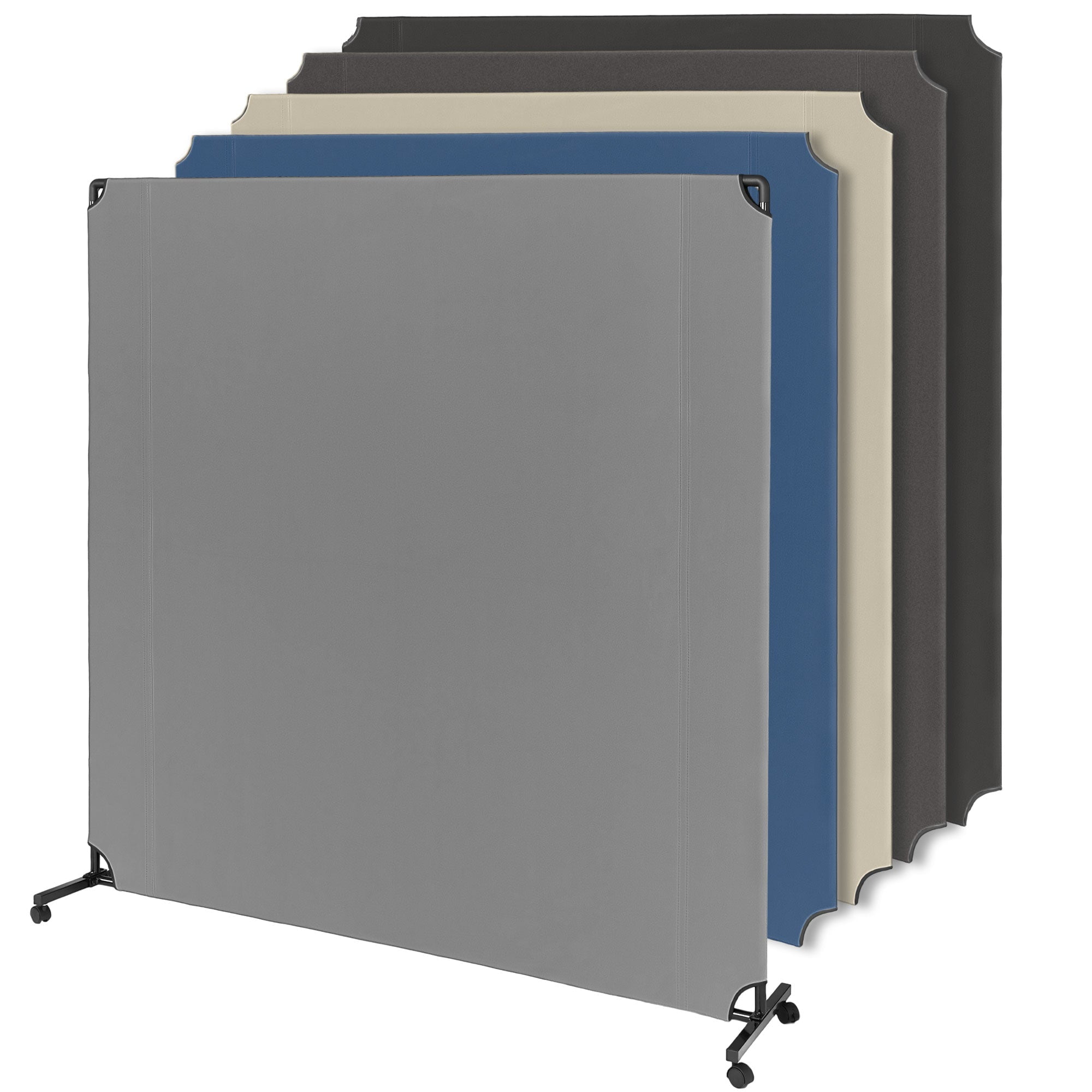 Lainly Rolling Room Divider Wall Made in North America (6' L x 6' H, Gray) Partition Room