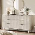 thumbnail image 1 of Laintene 6 Drawer Dresser for Bedroom, 53" Wide Dressers & Chest of Drawers, Boho Fluted Dresser with Wave Panel Design, Modern Storage Dressers Organizer for Living Room,White Oak, 1 of 10