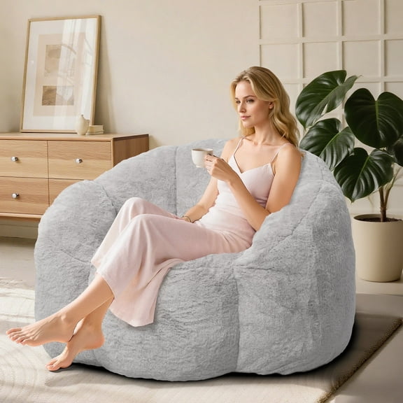 Laintene Giant Bean Bag Chair, Bear Paw Shaped Lazy Sofa Chair with Premium Memory Foam Filler, Bean Bag Chair for Girls, Single Leisure Sofa Chair for Dorm Bedroom Living Room, Gray