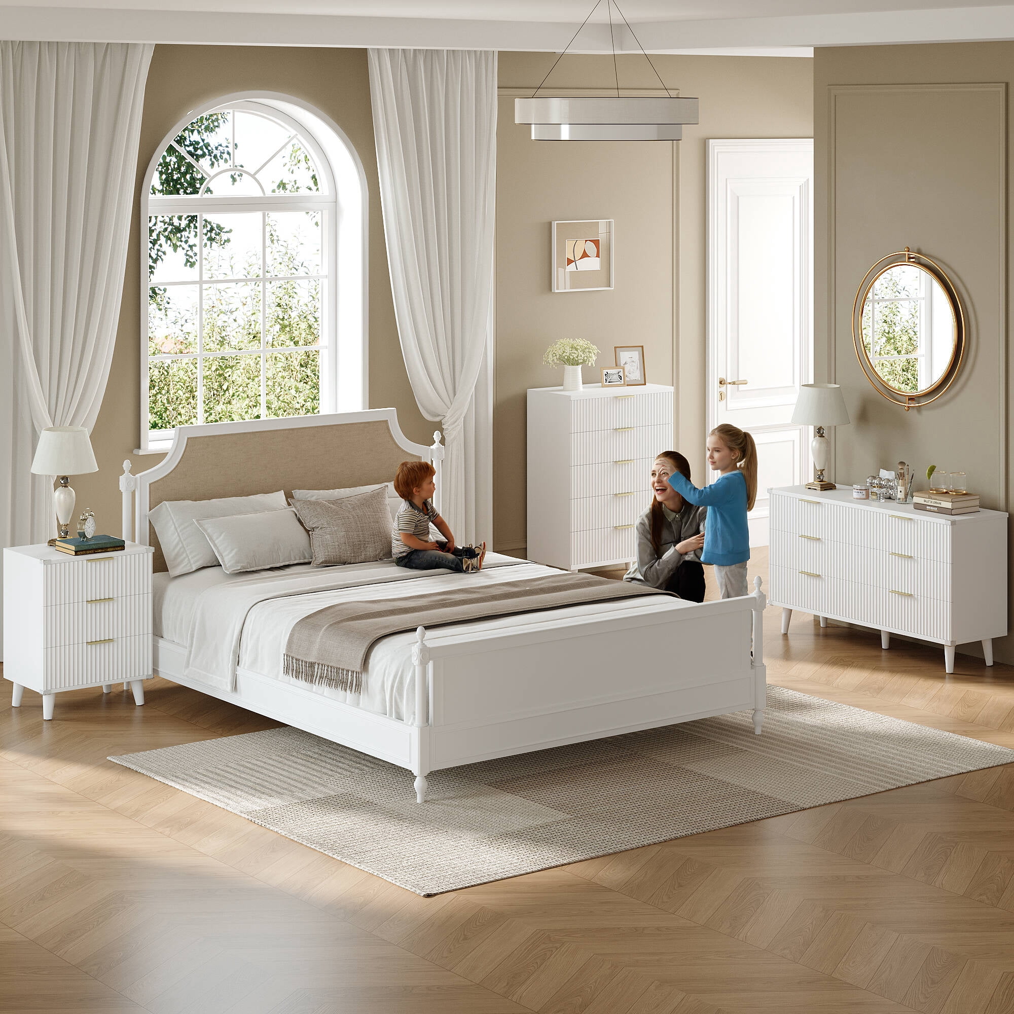 Laintene Boho Bedroom Set of 4 - 6 Drawer Dresser, 5 Drawer Vertical ...