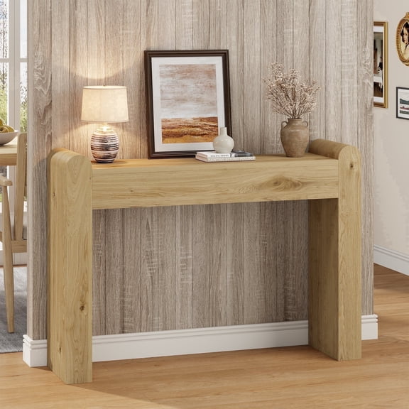 Laintene 47" Entryway Table, Curved Console Tables for Entryway, Rustic Farmhouse Sofa Table Behind Couch, Wooden Hallway Accent Table for Living Room, Entrance, Natural