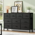 thumbnail image 1 of Laintene Black Dresser TV Stand, 10 Drawer Dresser with Power Outlet, Fabric Chest of Drawers for Bedroom, Wooden Top for Storage, 50" TV Stands for Living Room, Closet, Hallway, Entryway, 1 of 10