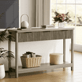 thumbnail image 1 of Laintene Fluted Console Table with 3 Drawers, 51" Narrow Entryway Table, Console Table Sofa Table with Storage Open Shelf, Modern Display Shelf for Hallway Living Room, Gray Oak, 1 of 9