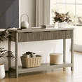 thumbnail image 1 of Laintene Fluted Console Table with 3 Drawers, 51" Narrow Entryway Table, Console Table Sofa Table with Storage Open Shelf, Modern Display Shelf for Hallway Living Room, Gray Oak, 1 of 9