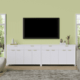 thumbnail image 1 of Laintene Fluted Sideboard, Storage Buffet Cabinet with Drawers, 55" TV Cabinet for Living Room with Adjustable Shelves, Wooden Accent Cabinet, White Set of 2, 1 of 8