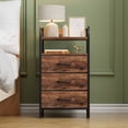 thumbnail image 1 of Laintene Nightstand for Bedroom with 3 Drawer, Bedside Table Fabric Dresser with 2 Shelves, End Side Tables Living Room, Brown, 1 of 8