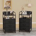 thumbnail image 1 of Laintene Black Nightstand Set of 2, 3-Drawer Fabric Dresser, End Side Tables Living Room, Storage Organizer for Bedroom Closet Furniture, 1 of 8