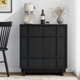 thumbnail image 1 of Laintene Sideboard Buffet Cabinet with Storage, 31" Storage Cabinet with Lines Panel Doors, Adjustable Shelf for Kitchen Dining Room, Wood Accent Cabinet for Living Room, Black, 1 of 11
