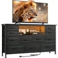 thumbnail image 1 of Laintene TV Stand Dresser for 60" TV, Long Dressers for Bedroom with LED and Power Outlet, Fabric Chest TV Stands for Living Room, Black, 1 of 8