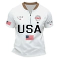 thumbnail image 1 of Laipiong 250th Anniversary USA Shirts for Men Stand Collar and Half Zip Athletic Short Sleeve V Neck Tee Tops Soft Going Out Workout Gym Tops, 1 of 3