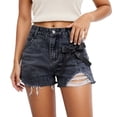 thumbnail image 1 of YANGXINX Denim Shorts for Women High Waisted Distressed with Bow Tie Belt Casual Loose Fit Wide Leg Comfortable Summer Shorts, 1 of 4