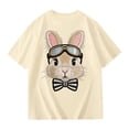 thumbnail image 1 of Laipiong Easter T Shirt for Girls Cute Bunny Bows Graphic Short Sleeve Casual Crewneck Tops Summer Trendy Relaxed Fit Blouses Tees, 1 of 4
