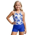 thumbnail image 1 of Laipiong Girls 2 Piece Swimsuits for Kids Summer Tropical Palm Tree Print UPF 50 Sun Rash Guard and Swim Shorts Bathing Suits for Beach Pool, 1 of 4