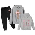 thumbnail image 1 of Laipiong Girls Casual Hoodie And Joggers Soft Loose Fit Two Piece Outfit For Toddler And Kids Playwear Grey 7-8, 1 of 2