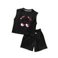 thumbnail image 1 of Laipiong Girls Summer Outfits 2 Piece Set Cute Toddler Tank Top And Shorts Casual Playwear Soft Breathable Comfortable Outfit For Baby Girl Black 2-3, 1 of 3