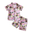 thumbnail image 1 of Laipiong Girls Summer Pajama Sets 2026 Happy Easter Bunny Egg Print Short Sleeve Top and Shorts Homewear Sleepwear Outfit for Toddlers Kids, 1 of 9