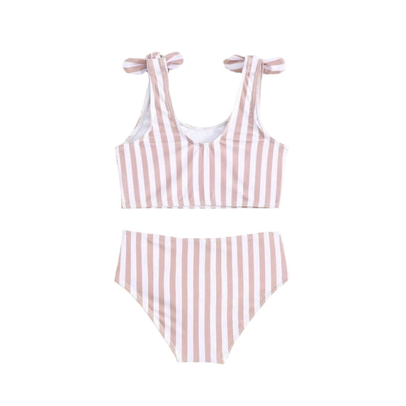 Laipiong Girls Two Piece Swimwear 2026 Hawaiian Fashion Stripe Print Summer Bikini Tankini Swimsuit for Teen Youth Kids Beach Vacation Bathing Suits