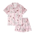 thumbnail image 1 of Laipiong Kids Pajama Sets Cartoon Animal Print Summer Soft Viscose Short Sleeve Shorts Homewear Outfit For Girls And Boys Pink 9-10, 1 of 9