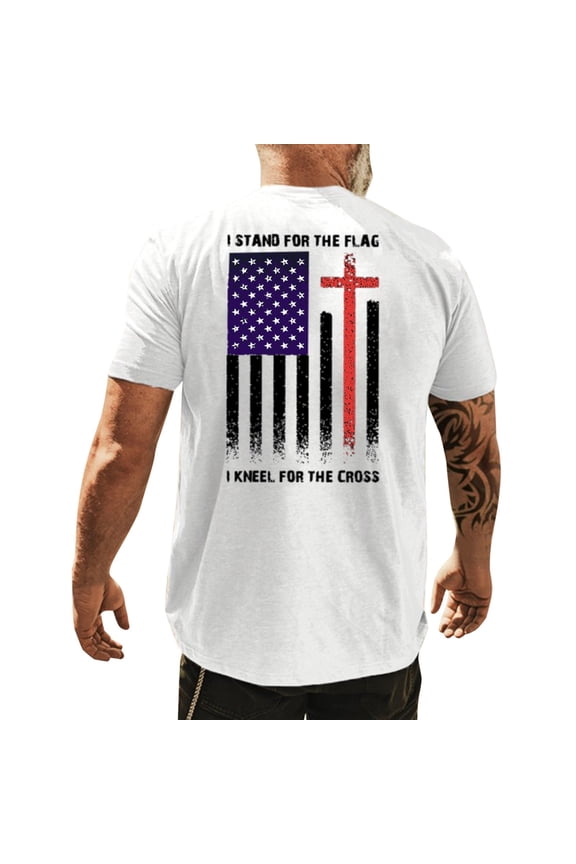 USA Patriotic Graphic Shirts for Men American Flag 4th of July Short Sleeve Crew Neck Casual Tops for Daily Wear