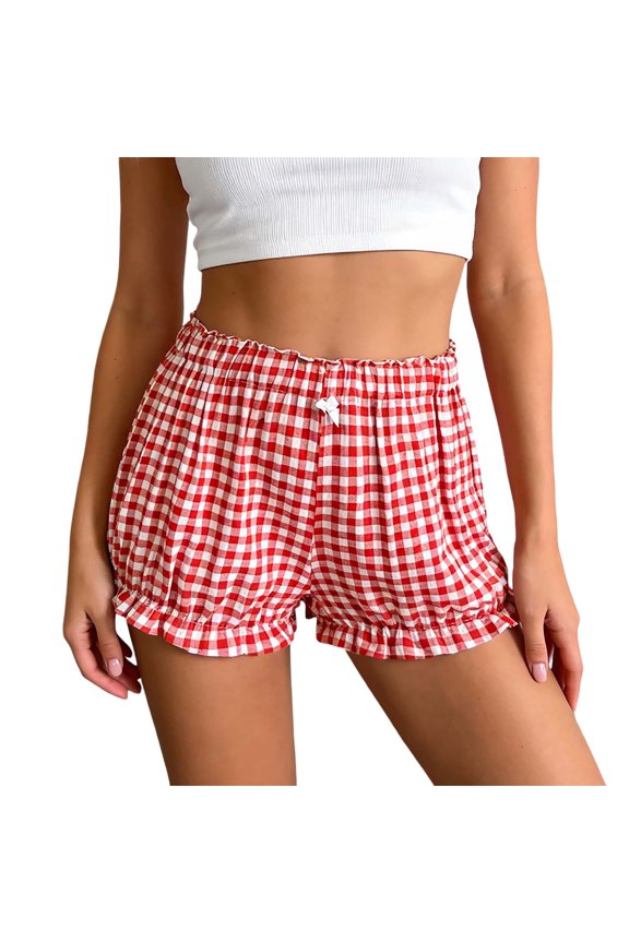 Women's Casual Shorts Fashion Striped Patchwork Loose Fit Pocket Button Front Home Wear Versatile Basic Clothes