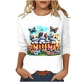 thumbnail image 1 of Laipiong Women's Easter Graphic Print T Shirt Fashion Short Sleeve Round Neck Casual Blouse Top Soft Comfortable Daily Wear Classic Fit Tees, 1 of 5
