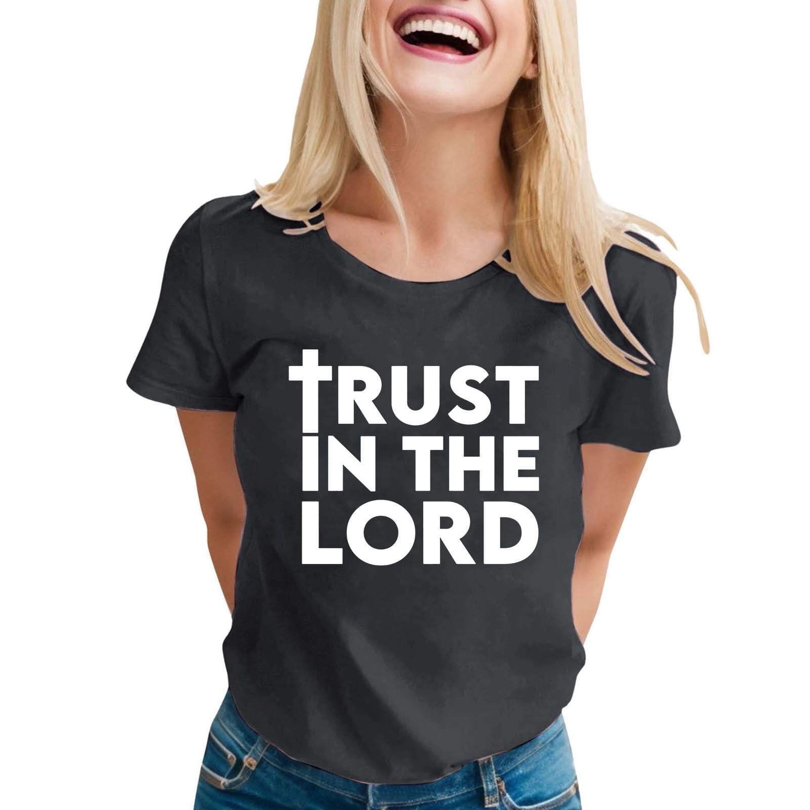 Laipiong Women's T Shirts 2026 Trendy Pink Ribbon Letter Printed Round ...