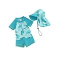 thumbnail image 1 of Lairauiy Baby Toddler Boys Swimsuit Infant Girl Swimsuits 6 12 18 24M 2T 3T 4T 5T Bathing Suit Swimwear 3Pcs Set Rash Guard Hat, 1 of 9