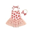thumbnail image 1 of Lairauiy Baby Toddler Girl 2Pcs Summer Outfits Ruffle Sleeveless Floral Embroidery Tulle Skirt Romper with Headband Set,0-24M, 1 of 9