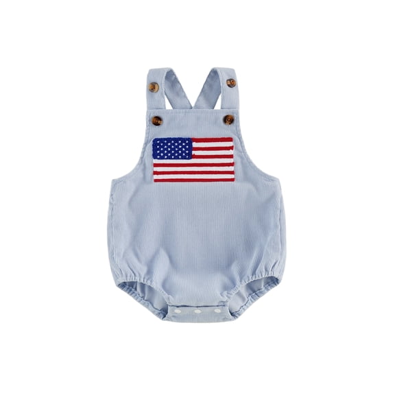 Lairauiy Infant Baby Toddler 4th of July Overall Romper 3 6 12 18 Months Flag Embroidery Sleeveless Patriotic Jumpsuits