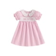 thumbnail image 1 of Lairauiy Kids Girls Summer Plaid Dress Letter Embroidery Short Sleeve A-Line Dress for Toddler Cute Clothes, 1 of 9