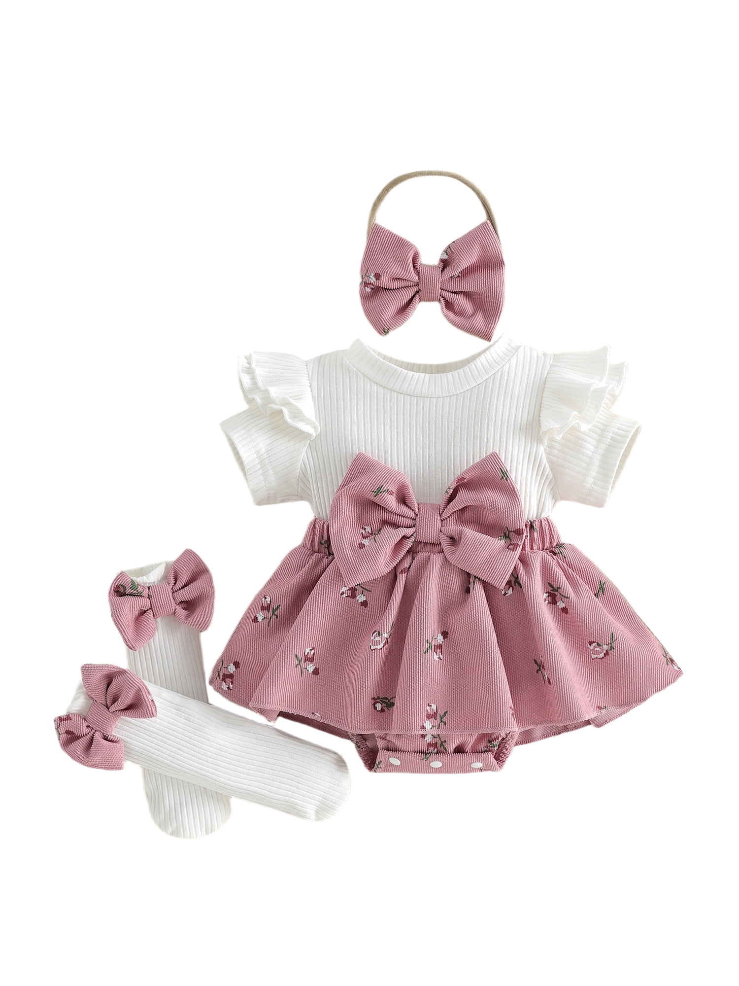 Lairauiy Newborn Baby Girls Romper Dress 3 6 9 12 Months Short Sleeve ...
