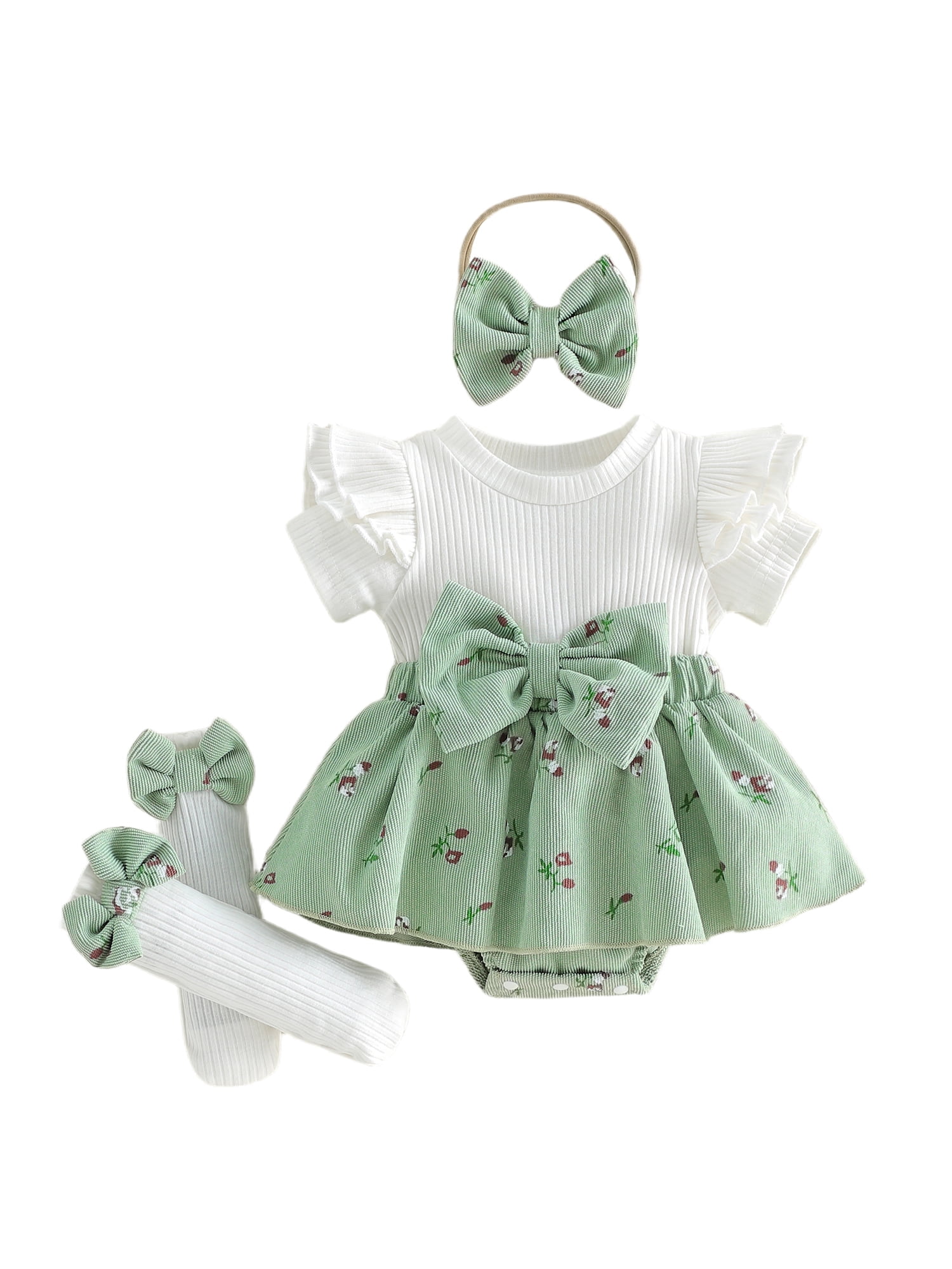 Lairauiy Newborn Baby Girls Romper Dress 3 6 9 12 Months Short Sleeve ...