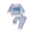 thumbnail image 1 of Lairauiy Toddler Baby Boys Fall Outfit 6 12 18 24 Months 2T 3T Long Sleeve Striped Sweatshirt with Pants Clothes Set, 1 of 3