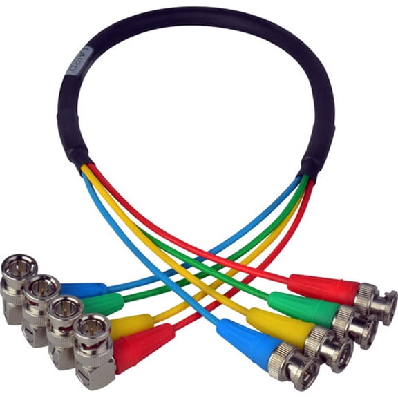 Laird 24" 4-Channel 6G/12G (2k/4k) HD-SDI Right Angle BNC to Kings BNC Video Cable for AJA CION Camera