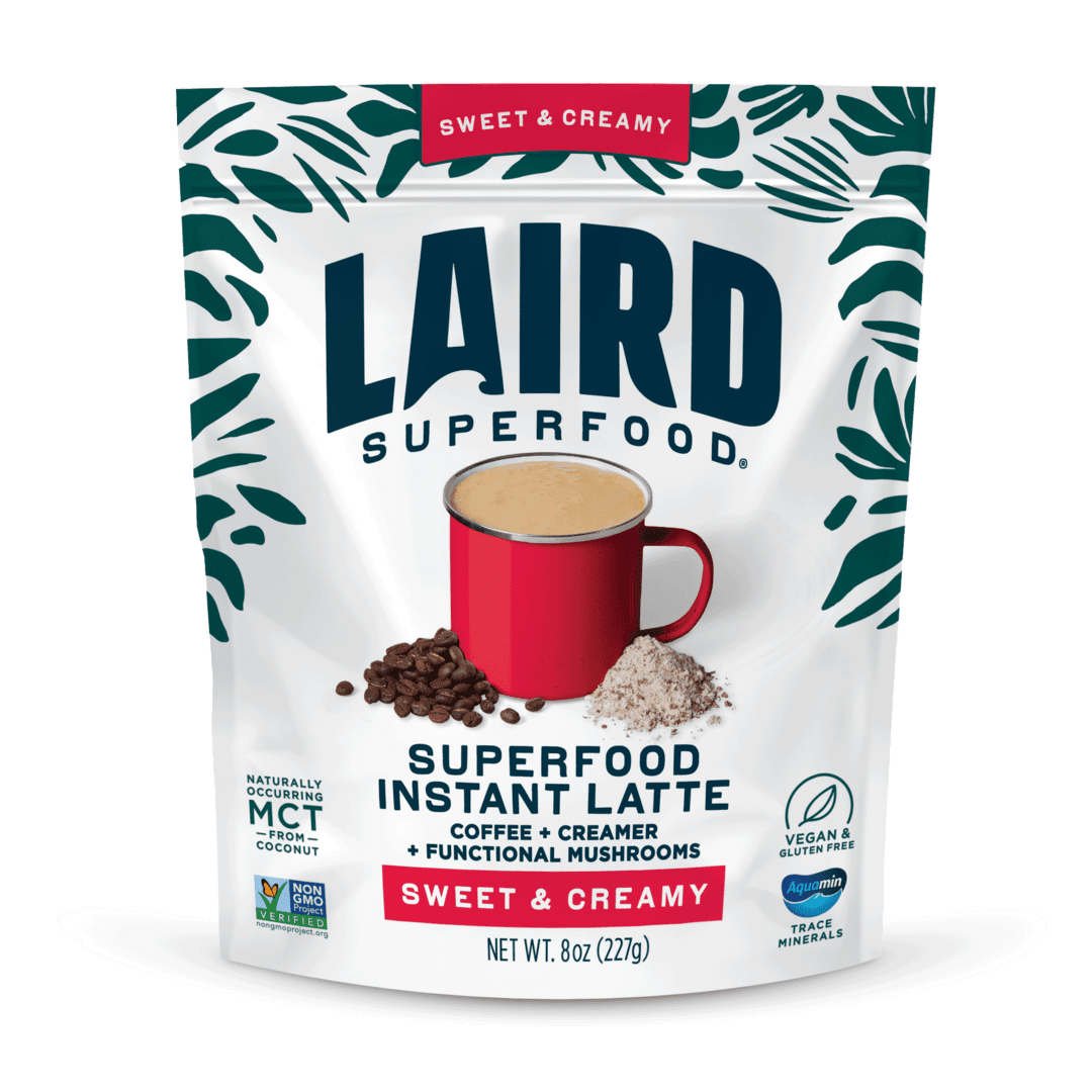 Laird Superfood Instant Latte 100% Arabica Coffee Sweet & Creamy, Non-Dairy, Superfood Creamer, Gluten Free, Non-GMO, Vegan, 8 oz. Bag, Pack of 1
