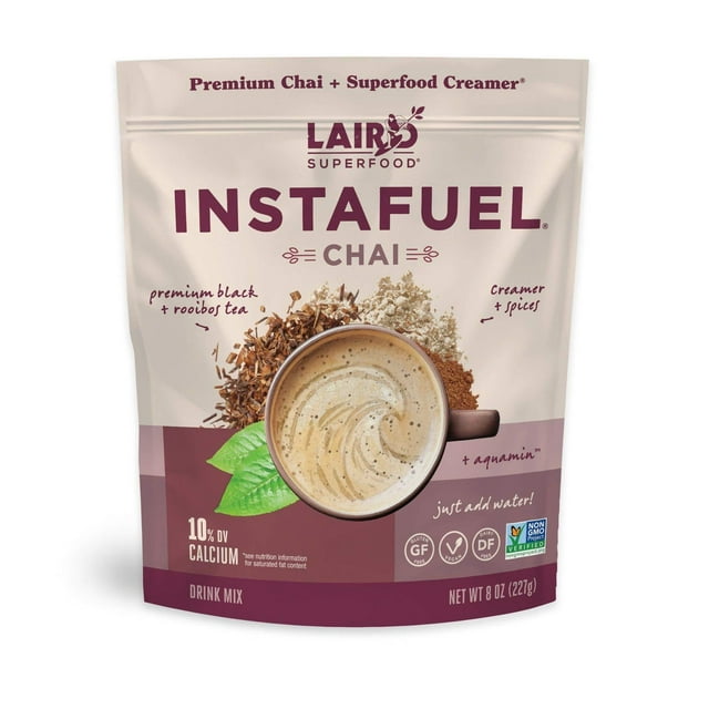 Laird Superfood Instafuel Chai Latte Powder - Delicious Mix of Instant Chai Tea and Our Original Superfood Non-Dairy Creamer, 8oz Bag