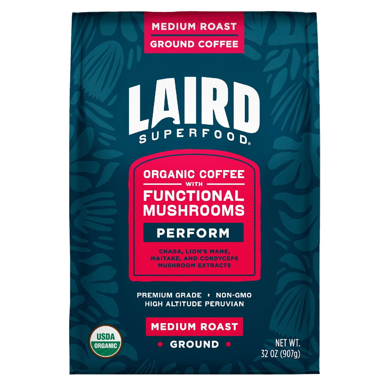Laird Superfood Organic Ground Coffee with Mushrooms, 32 Ounce