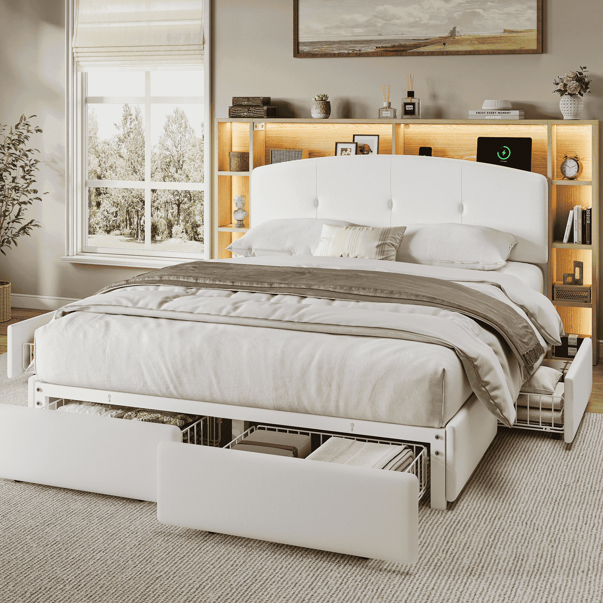 Melody Twin to King Extendable Day Bed with Storage White