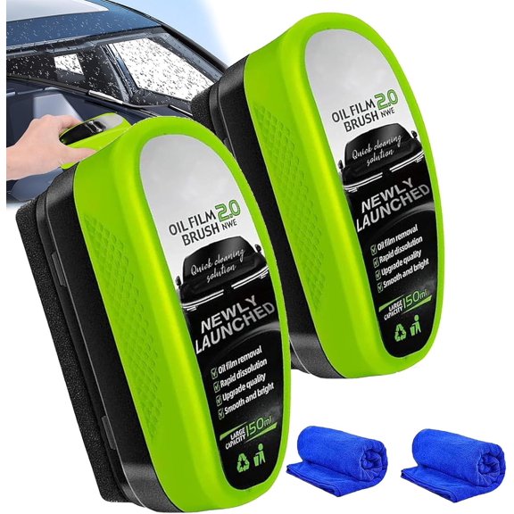 Laixa Glass Cleaner, Clearvision Car Windshield, Upgrade Automotive Oil Film Cleaning Brush, Car Windshield Cleaner, for Cars, Improves Clarity and Visibility (2 PCS)