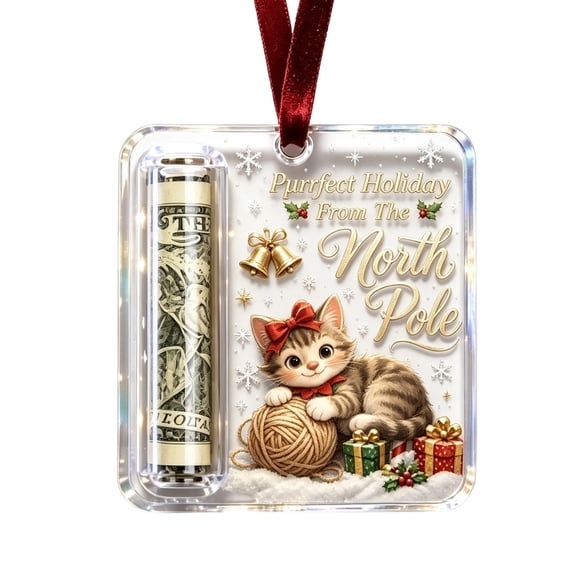 Lajdalh Christmas Cash Gift Ornament, Acrylic Money Holder Hanging Decor, Unique Christmas Decoration for Christmas Tree, Fireplace