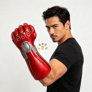 Lajdalh Infinity Gauntlet with Six Removable Magnet Gem Infinity Gloves, LED Light Up Gem Stones Glove, Halloween Cosplay Dress-Up Accessories