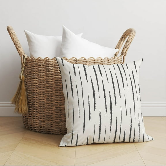 Lak Ivory Charcoal Throw Pillow