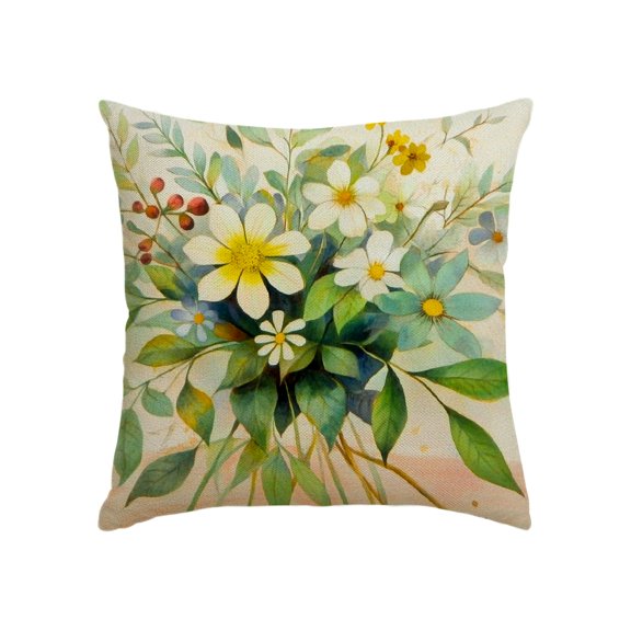 LakPty Spring Flowers Pillow Covers,Floral Plant Modern Decorative Throw Pillow Case Decoration, Linen Cushion Covers for Couch Sofa Bedroom Living Room Home Decor 20x20in
