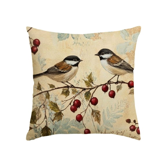 LakPty Spring Summer Bird Pillow Covers, Farmhouse Decorative Throw Pillow Case Decoration, Linen Cushion Covers for Couch Sofa Bedroom Living Room Home Decor 18x18in