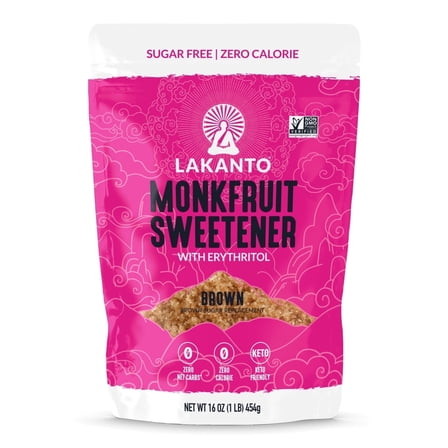 Lakanto Brown Monk Fruit Sweetener - Brown Sugar Substitute, Zero Calorie, Baking, Vegan, Keto Diet Friendly, Zero Net Carbs, Gluten Free, Sugar Replacement, Extract (Brown - 1 lb)